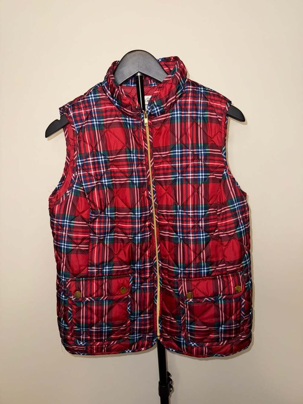 St. John's Bay Women's Quilted Plaid Full Zip Vest Size Large